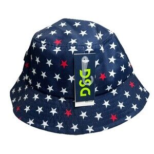 New DSG Youth S/M American Summer Fourth of July Patriotic Navy Stars Bucket Hat